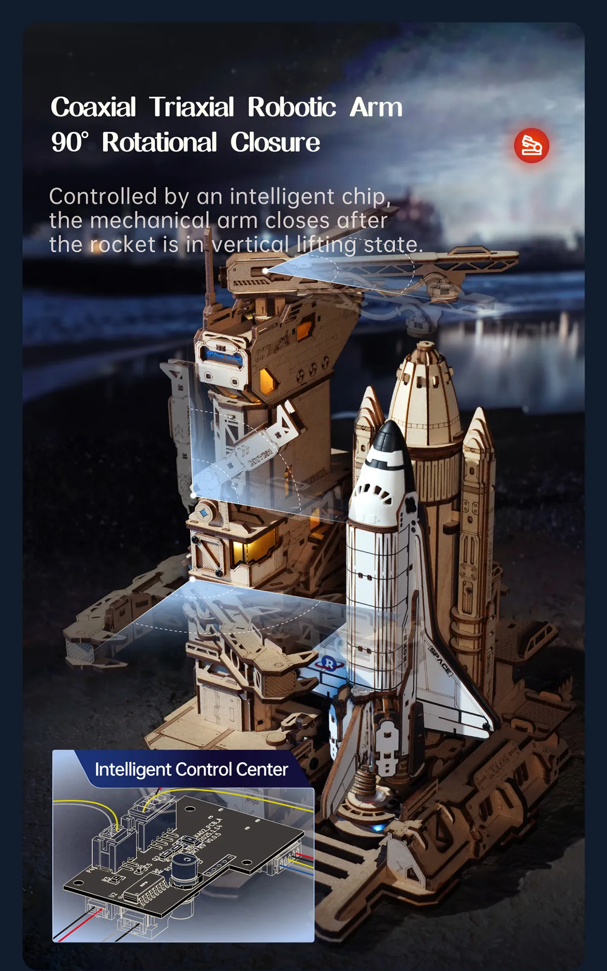 rokr space shuttle lka02 wooden 3d puzzle kit