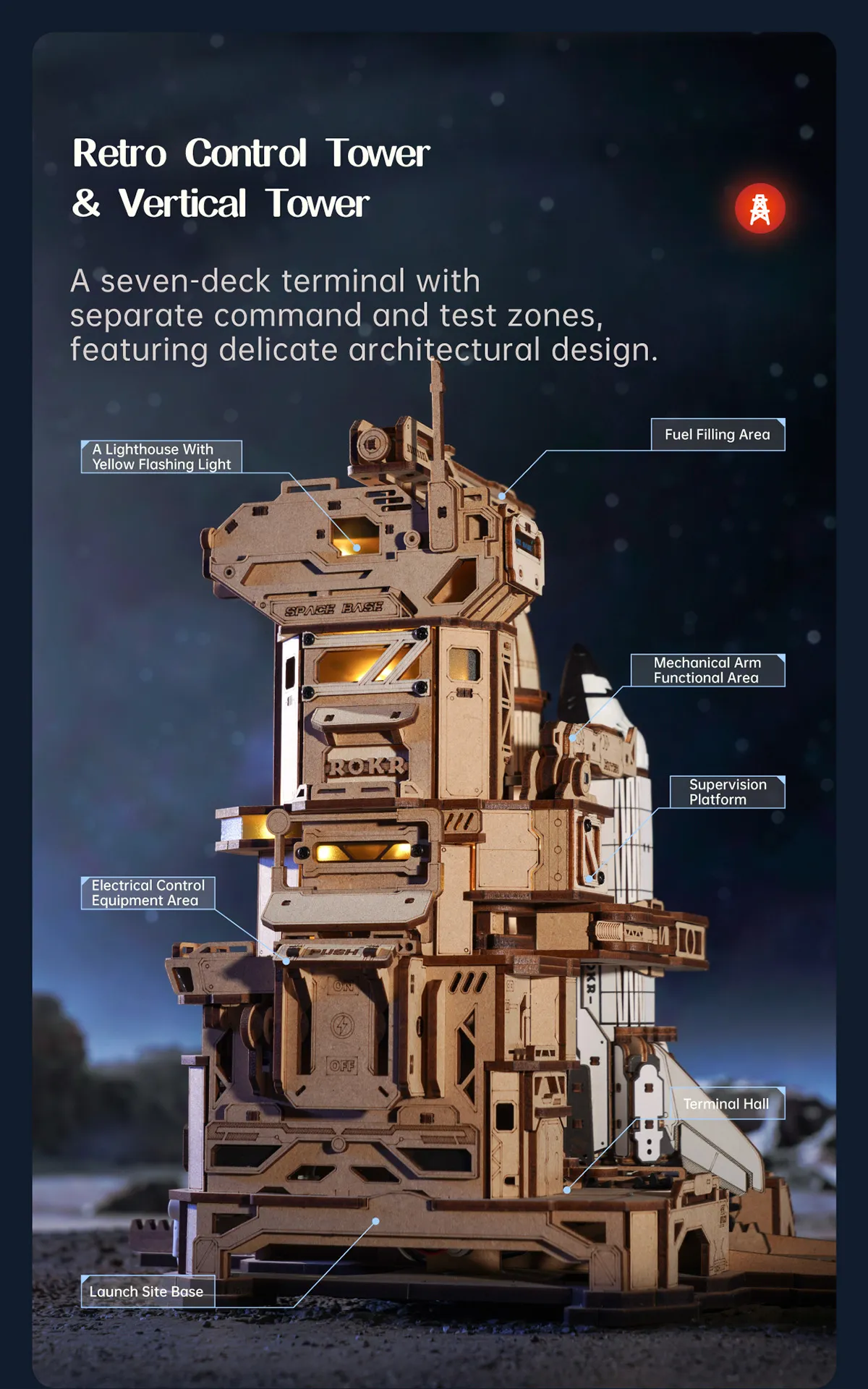 rokr space shuttle lka02 wooden 3d puzzle kit