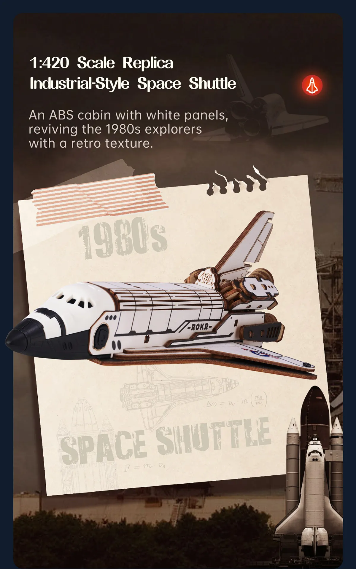 rokr space shuttle lka02 wooden 3d puzzle kit